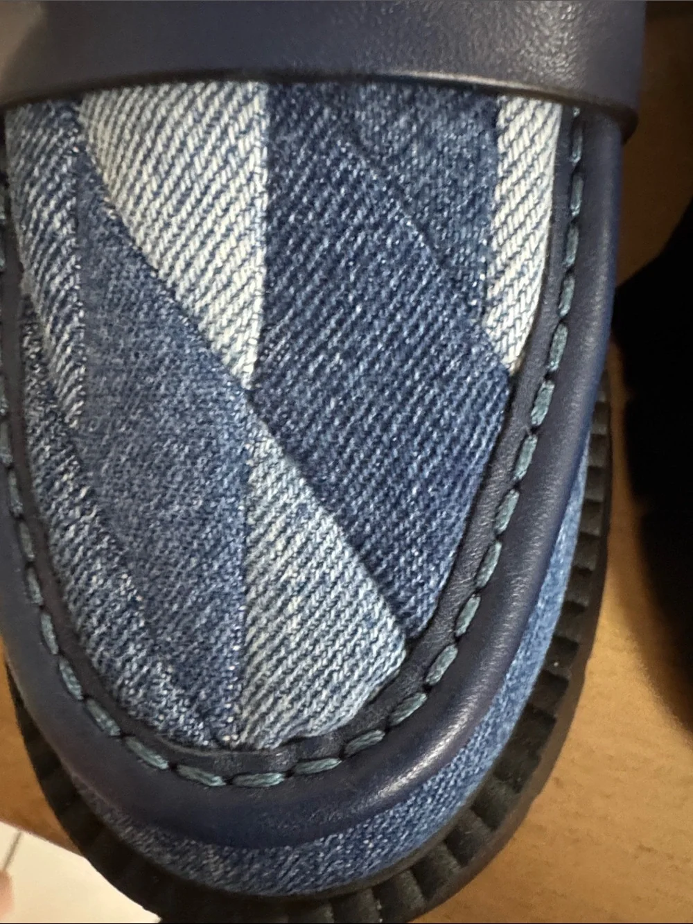 NEW Coach Women's Navy Blue Denim Platform Loafers with Gold 'C' Hardware